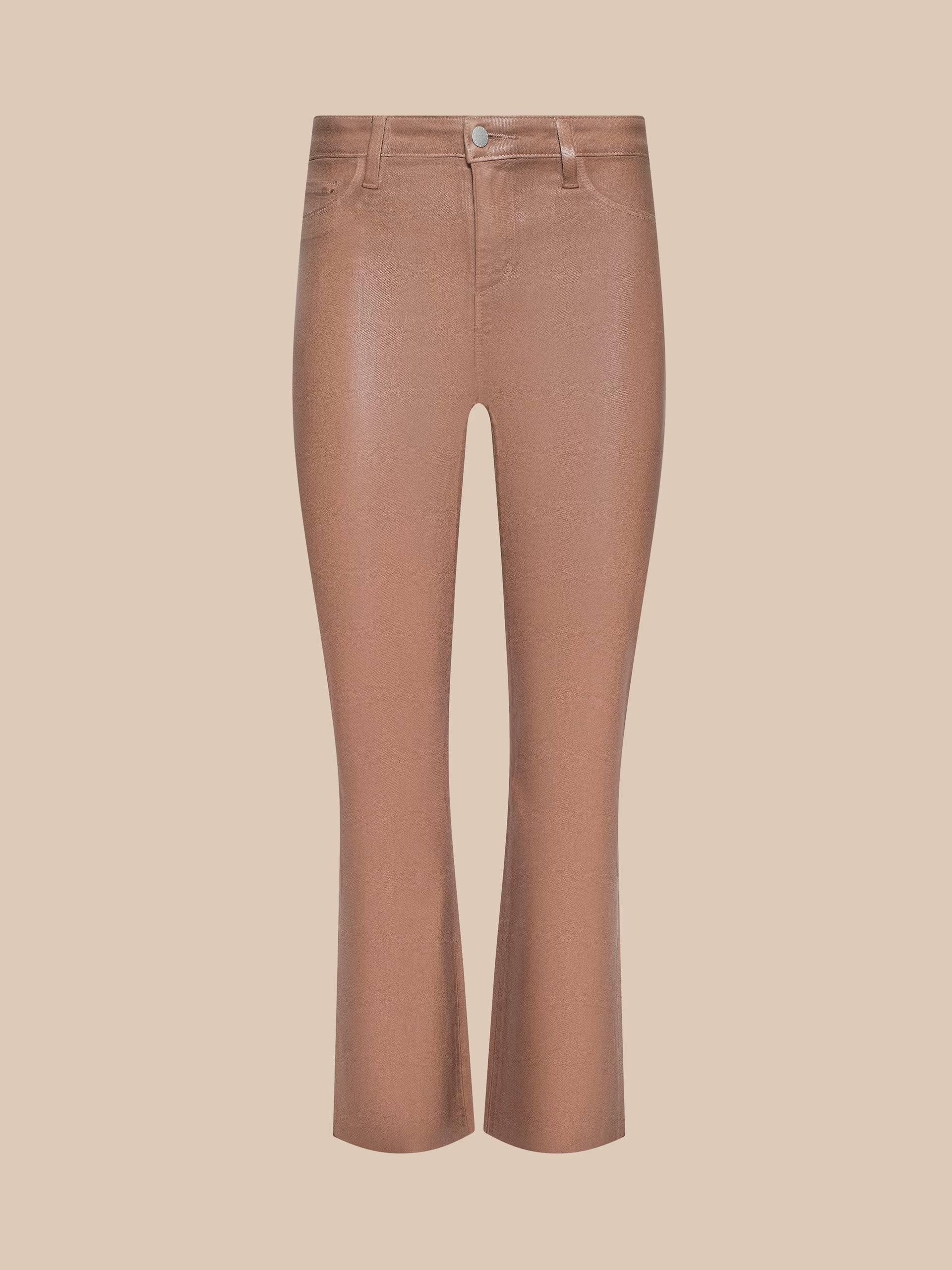 KENDRA COATED CROPPED FLARE JEAN IN HAZELNUT COATED
