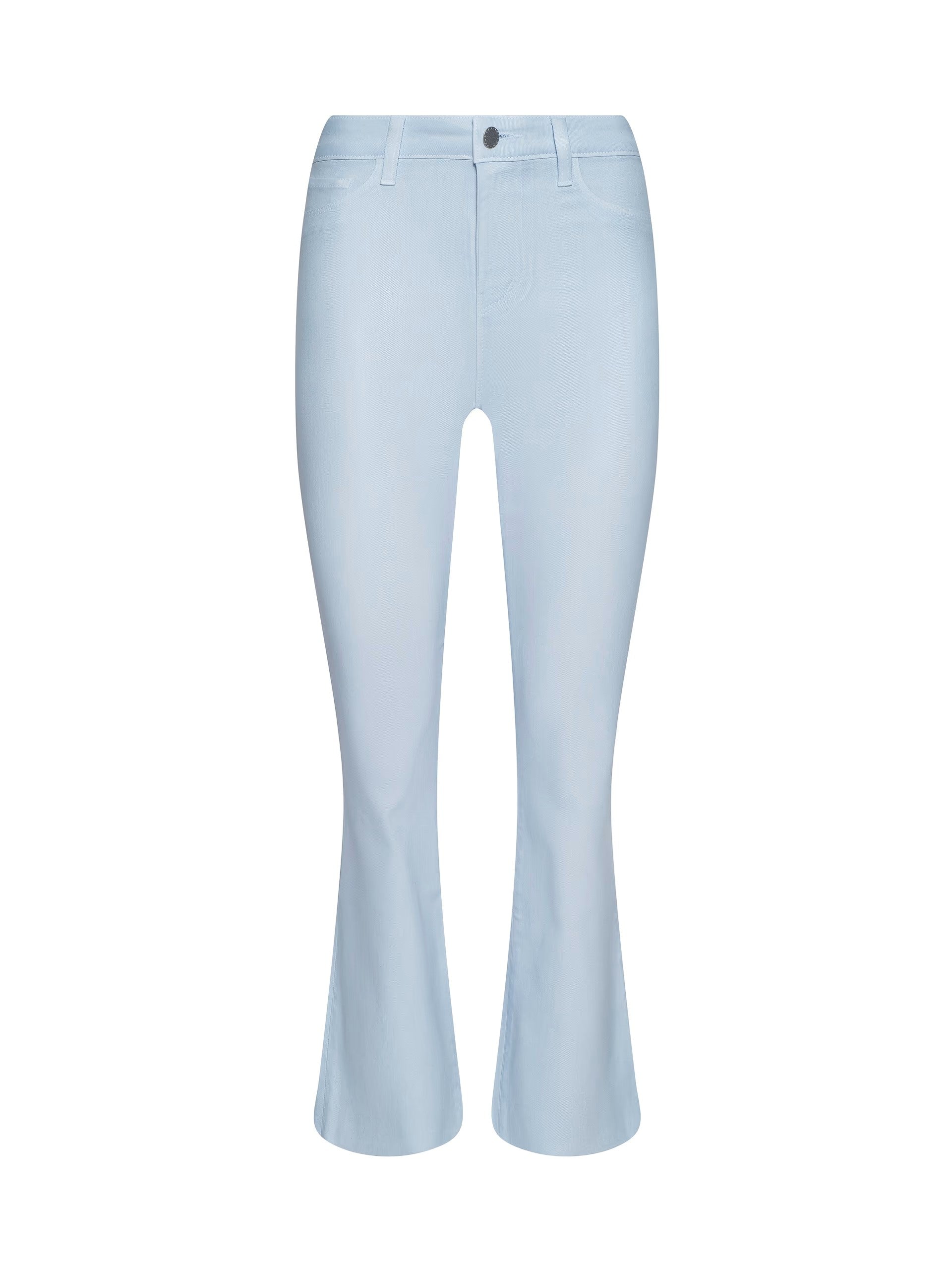 KENDRA COATED CROPPED FLARE JEAN IN PALE MIST BLUE