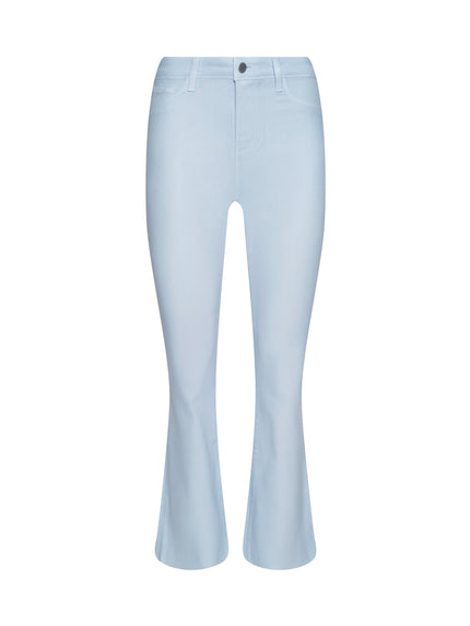 KENDRA COATED CROPPED FLARE JEAN IN PALE MIST BLUE