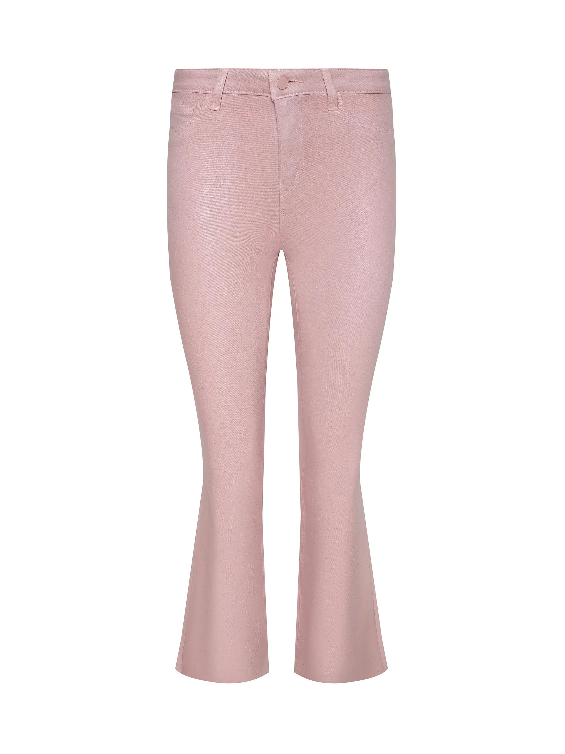 KENDRA COATED CROPPED FLARE JEAN IN PALE ROSE