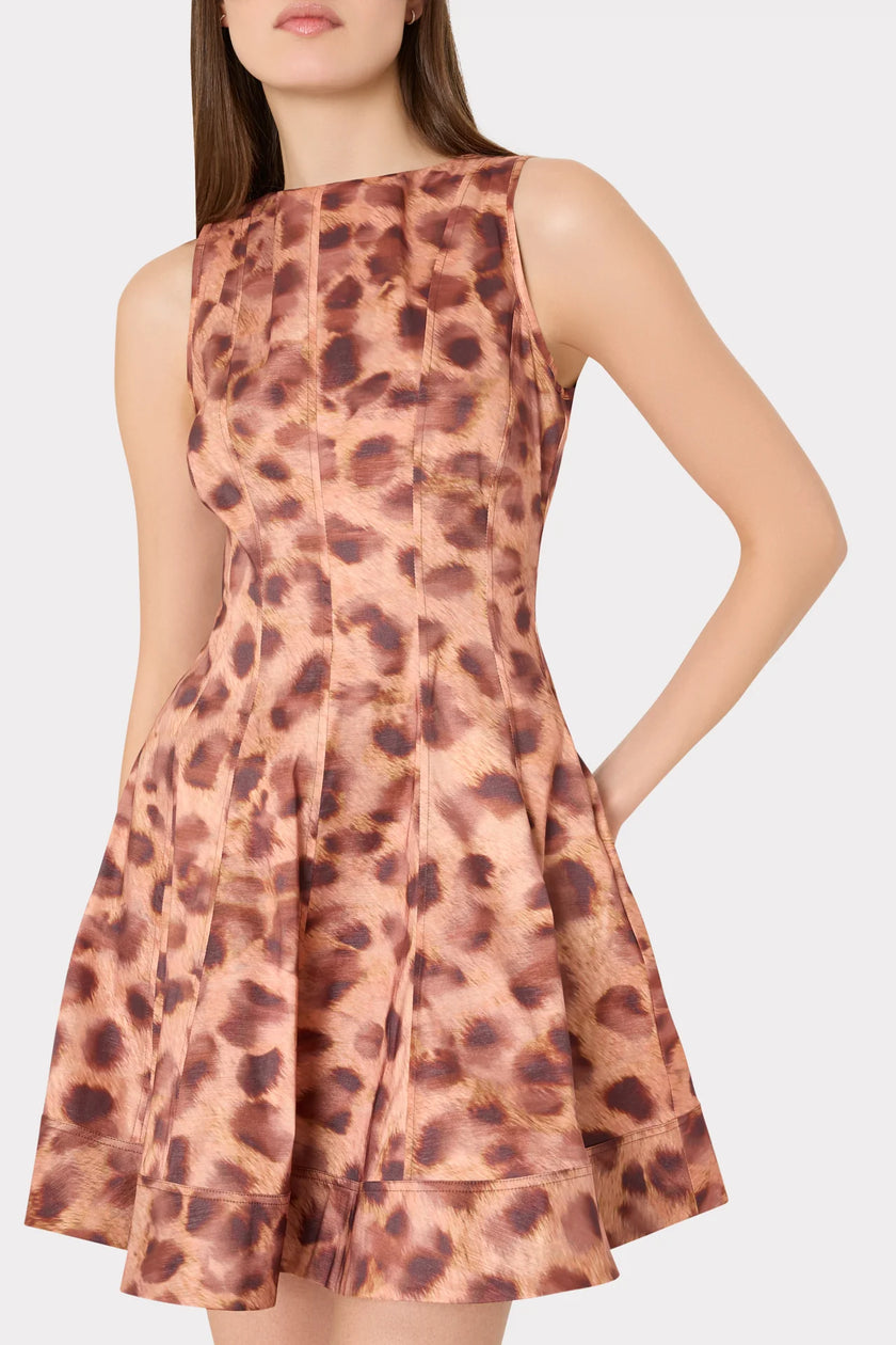 POPPY LEOPARD PRINT TAFFETA MINI DRESS