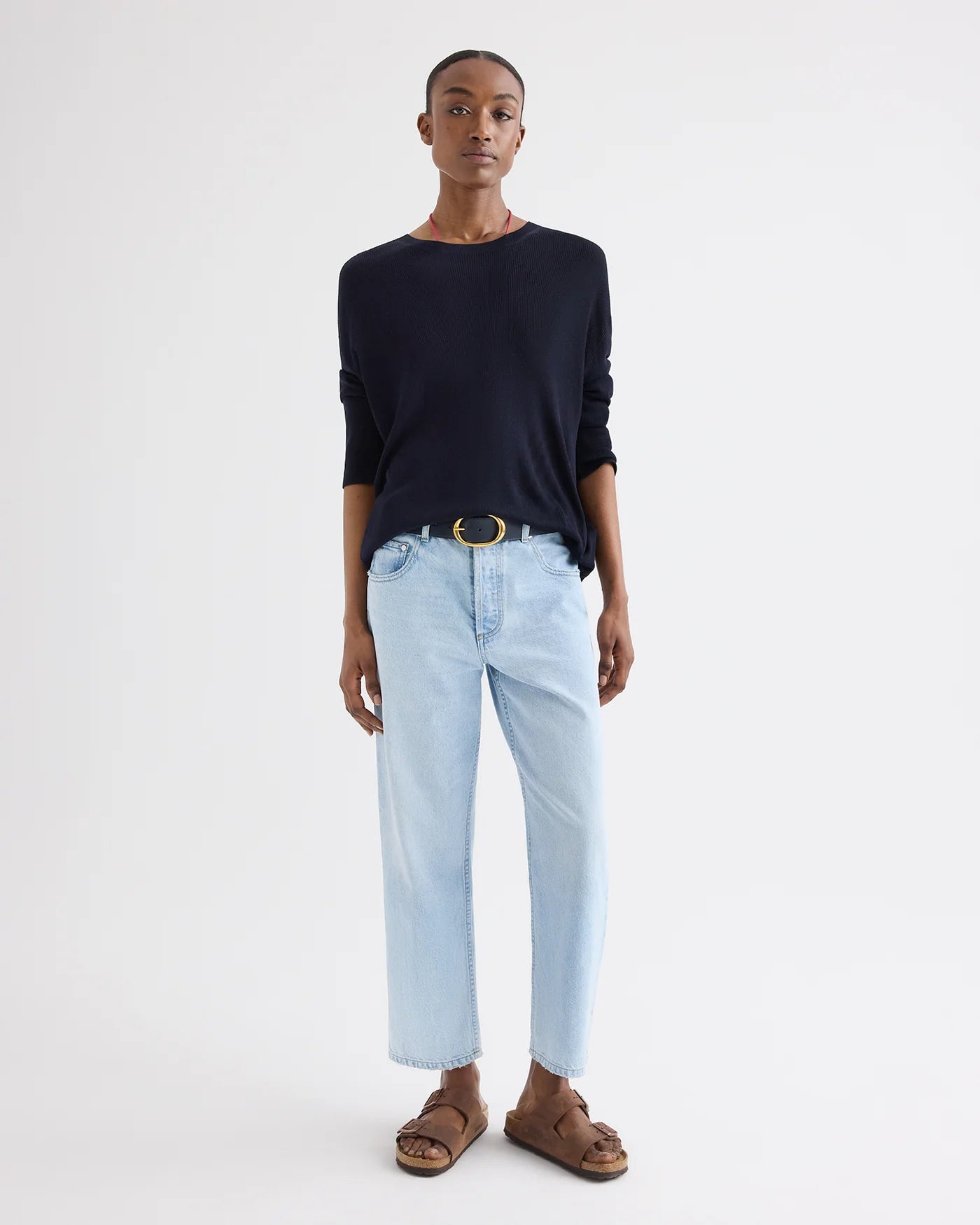 CROPPED MID RISE JEANS IN DENIM