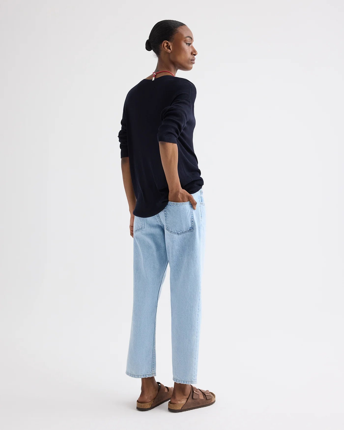 CROPPED MID RISE JEANS IN DENIM