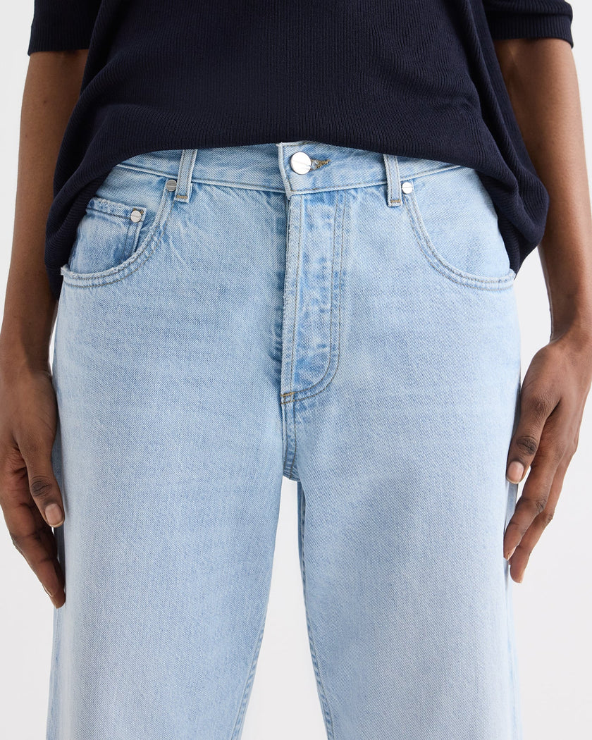CROPPED MID RISE JEANS IN DENIM
