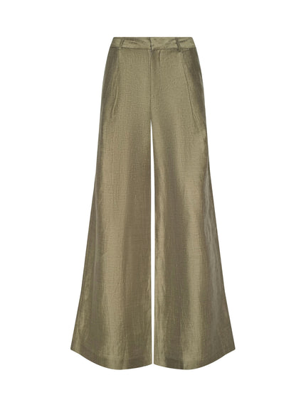 ALLANAH LINEN BLEND TROUSER IN GREY TAUPE