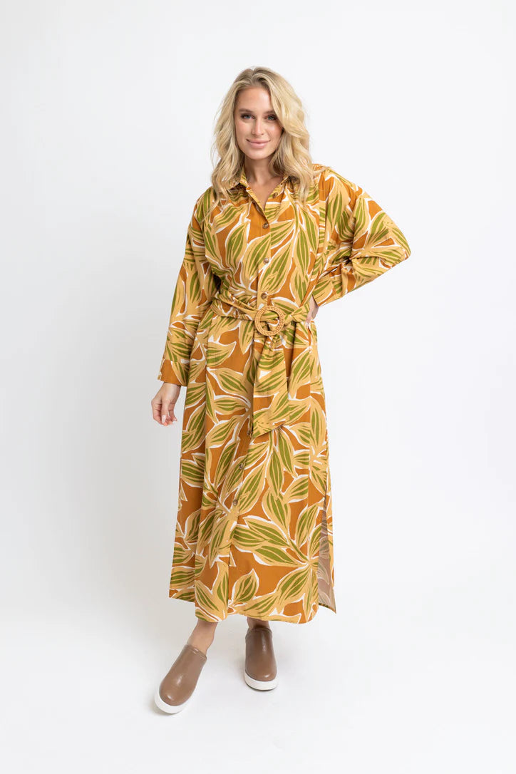DESSERT PALM SHIRT DRESS WITH BELT