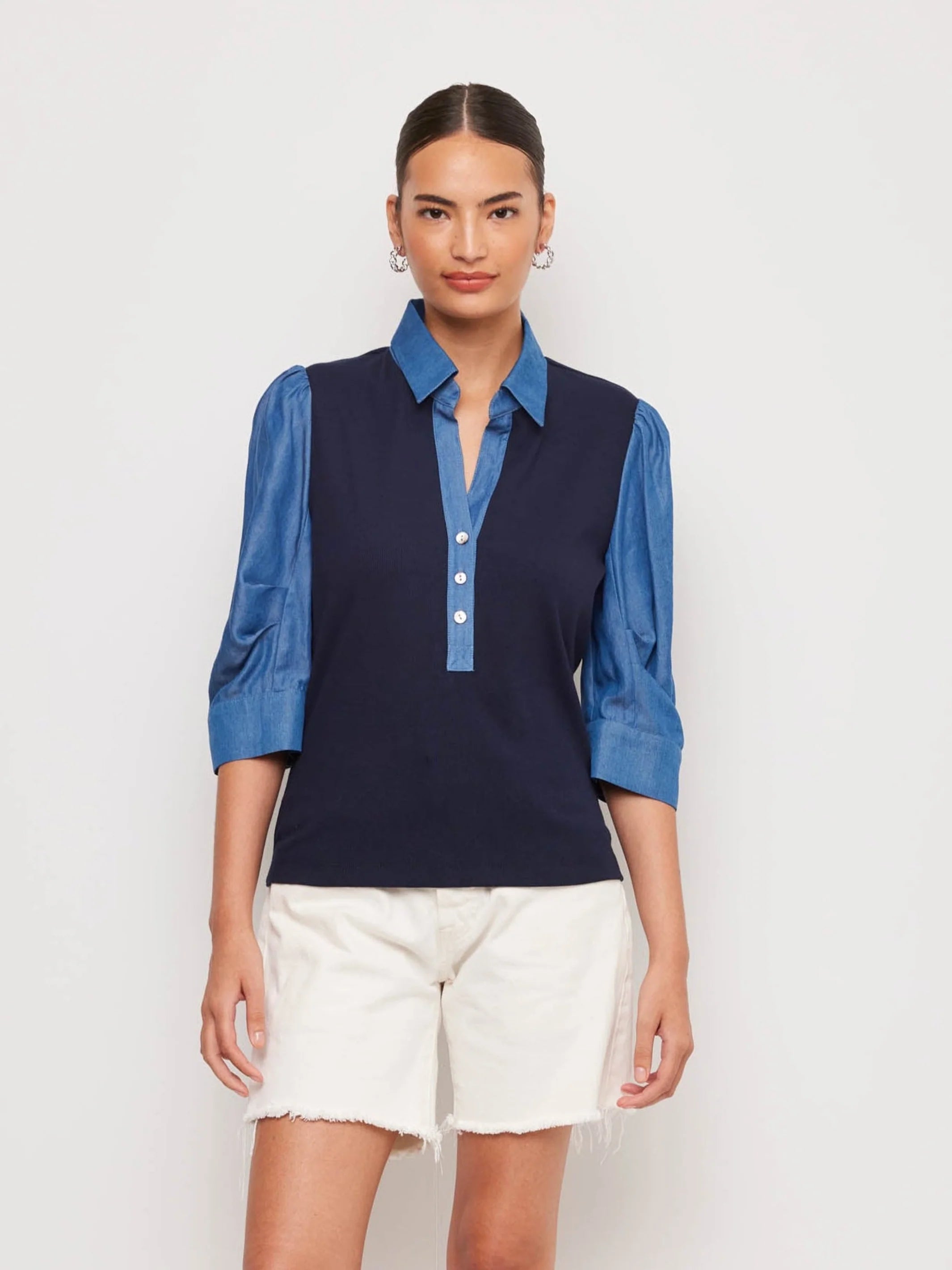 CAMDAM CONTRAST HENLEY TOP