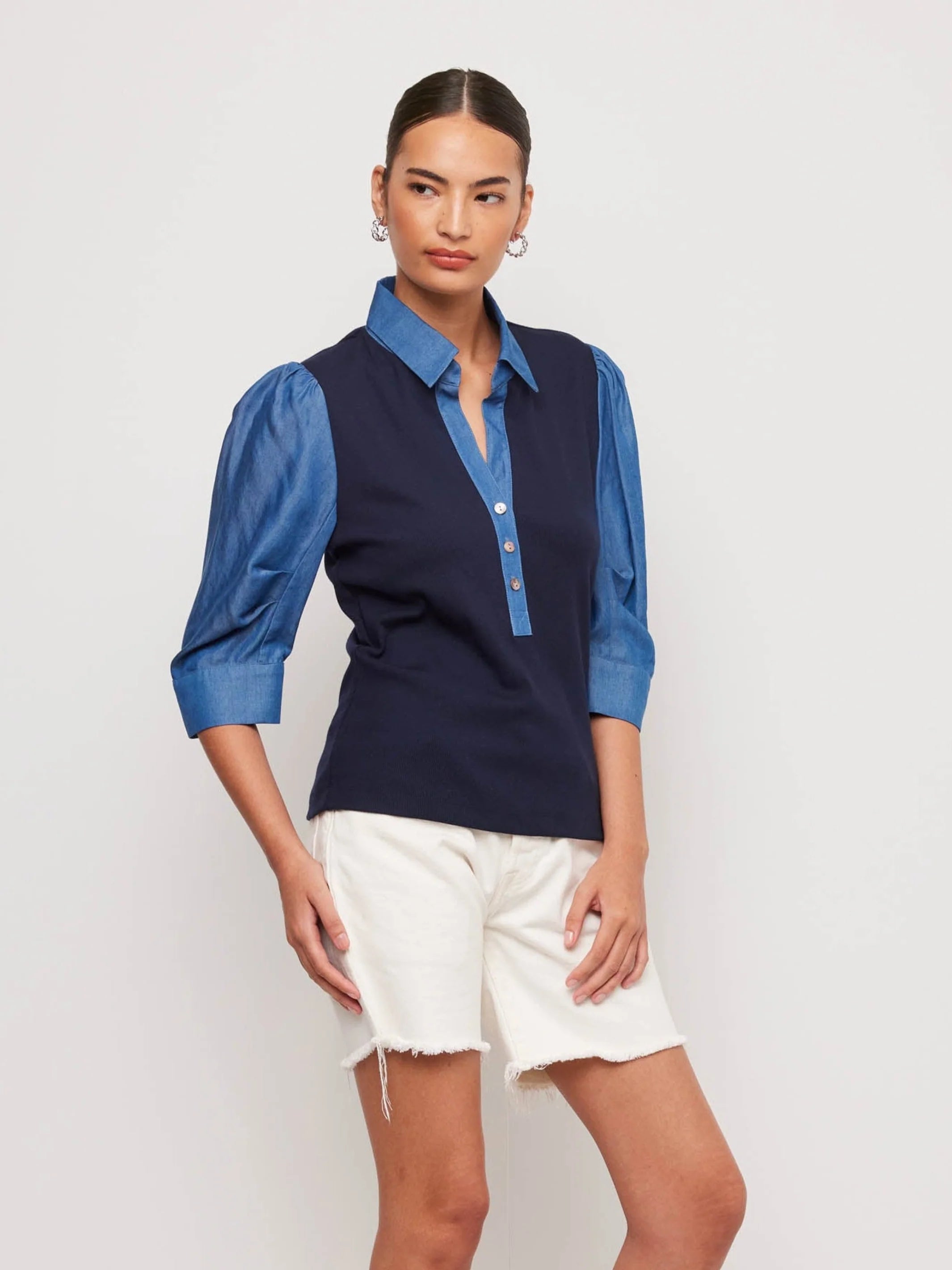 CAMDAM CONTRAST HENLEY TOP