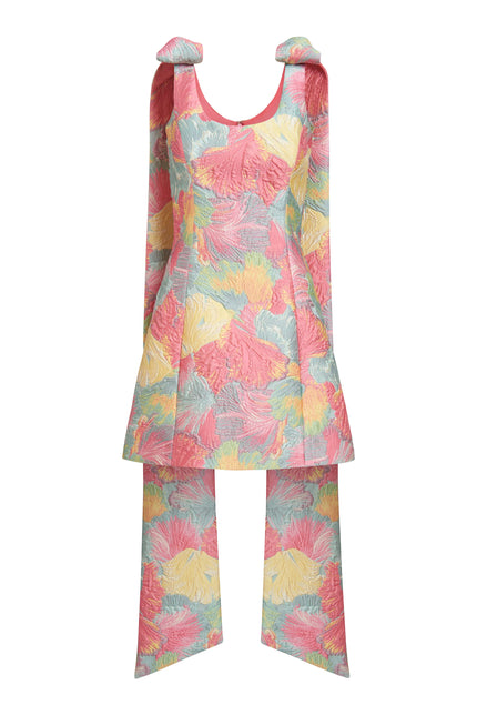 GITA SHERBERT FLORAL BROCADE MINI DRESS