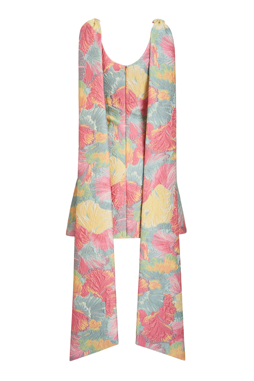 GITA SHERBERT FLORAL BROCADE MINI DRESS