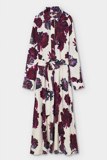 AEONIUM FLORAL PRINT SILK SHIRT DRESS