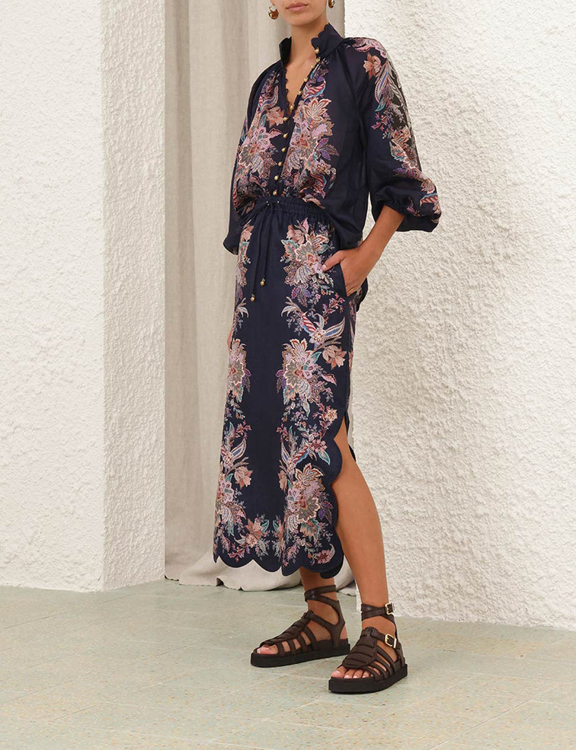 RHIANNON SCALLOP MIDI SKIRT