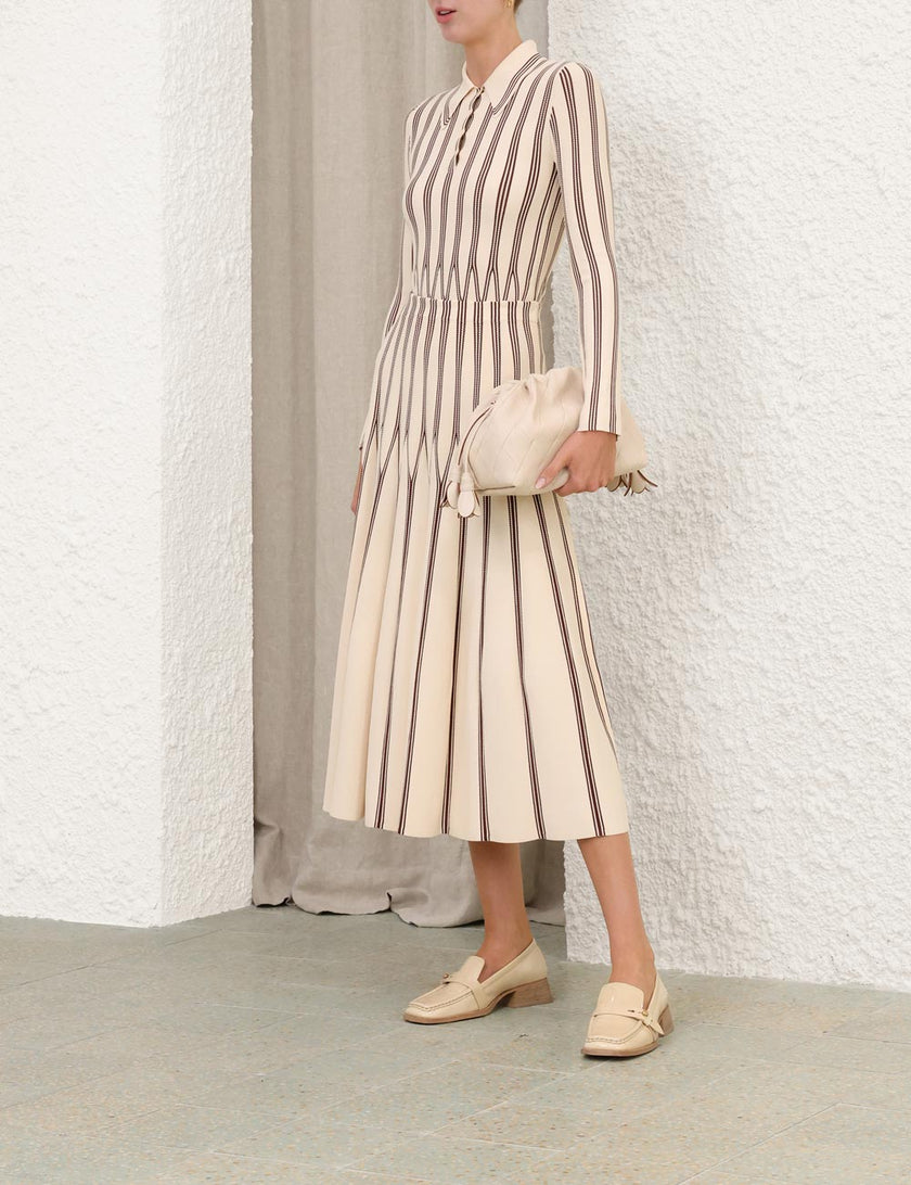 VALIANT STRIPED MIDI SKIRT