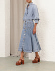 DENIM BLOUSE IN SEA FOAM