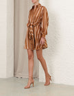 EMBLEM TUCK MINI DRESS