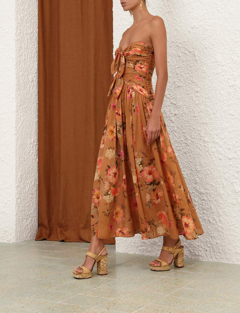 MAHON TIE FRONT MIDI DRESS