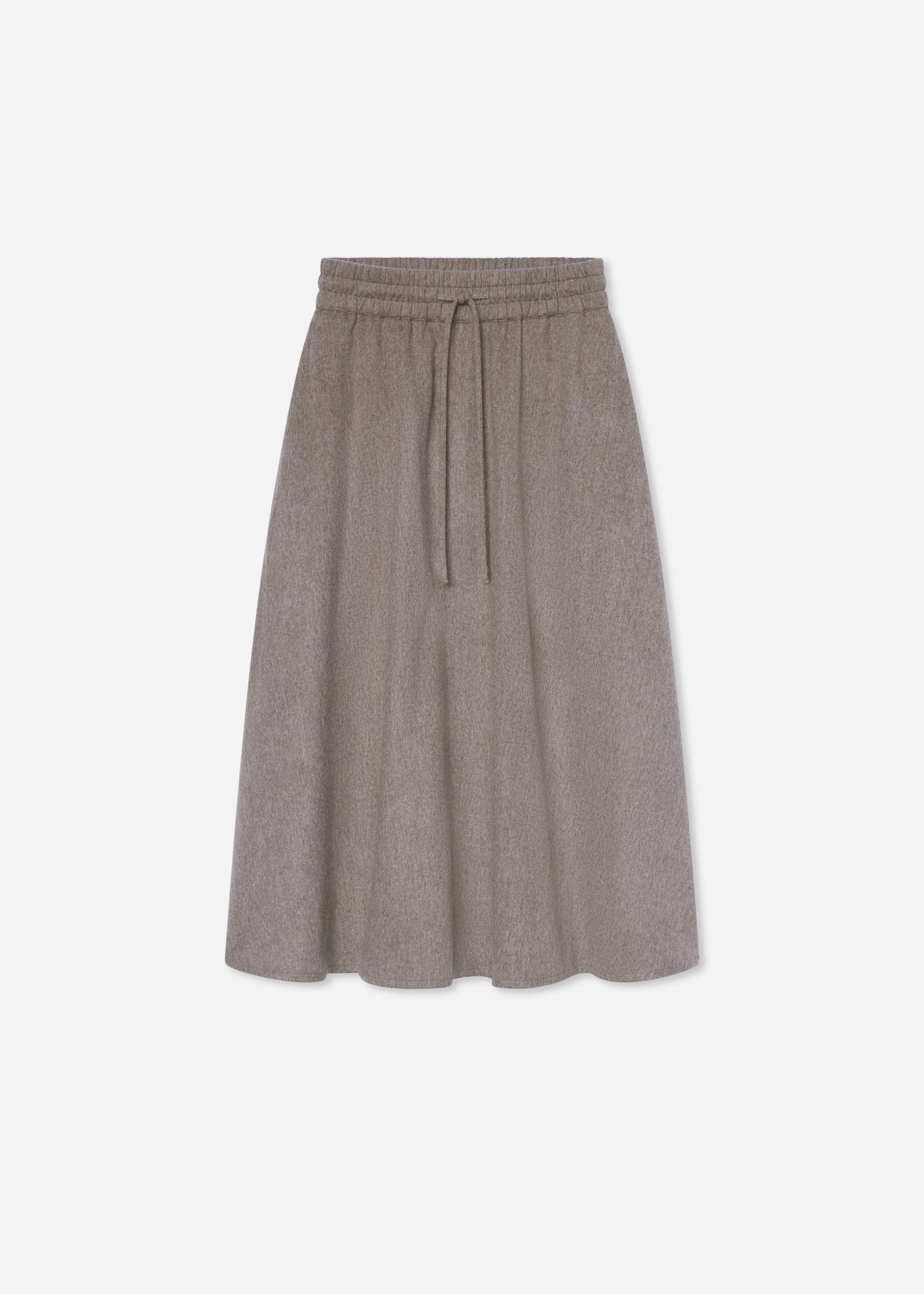 DRAWSTRING MIDI SKIRT IN WOOL CASHMERE