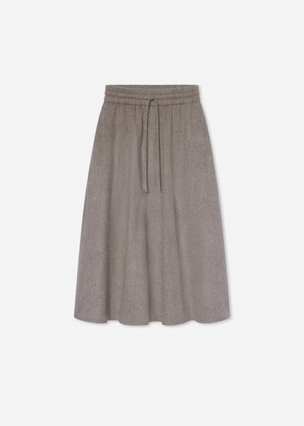 DRAWSTRING MIDI SKIRT IN WOOL CASHMERE