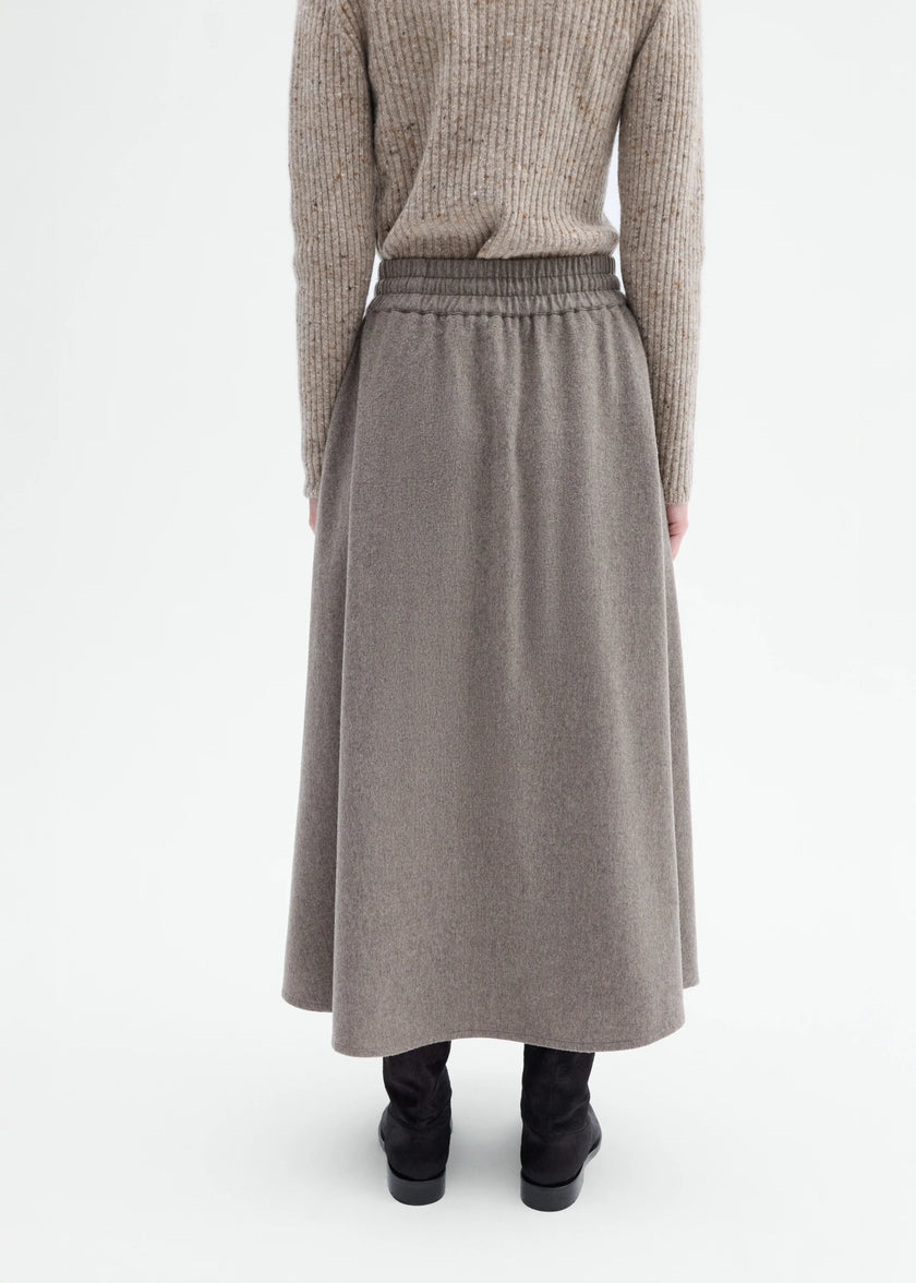 DRAWSTRING MIDI SKIRT IN WOOL CASHMERE