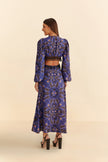 MARTINA SCARF BLUE CUT OUT FRINGE MAXI DRESS