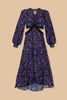 MARTINA SCARF BLUE CUT OUT FRINGE MAXI DRESS