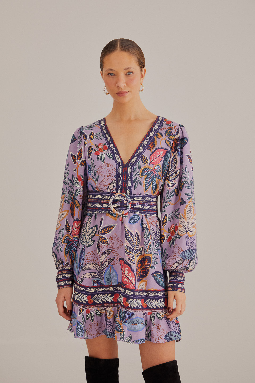 WILD NIGHT LAVENDER LONG SLEEVE MINI DRESS