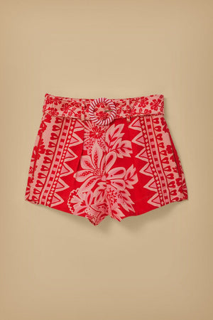 FLORA TAPESTRY RED SHORTS