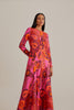 BOLD FLORAL PINK LONG SLEEVE MAXI DRESS