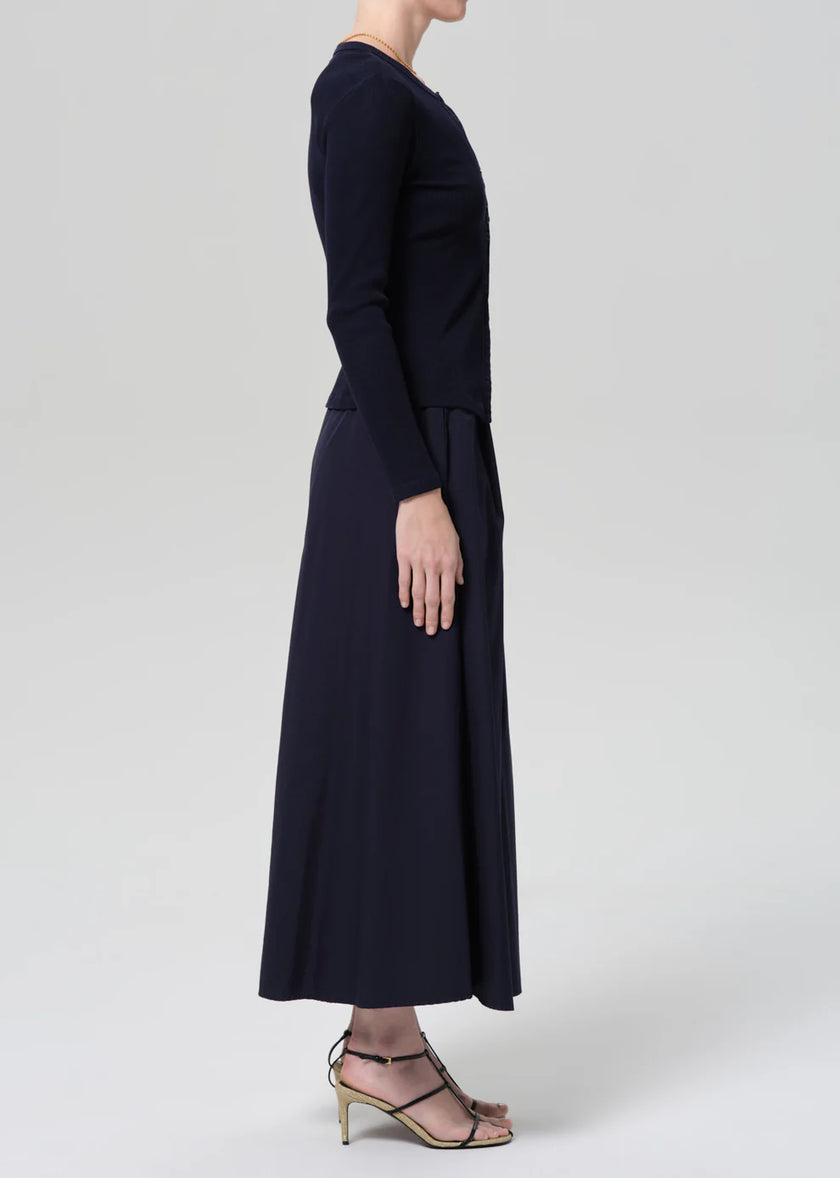 EMI POPLIN SKIRT IN NAVY