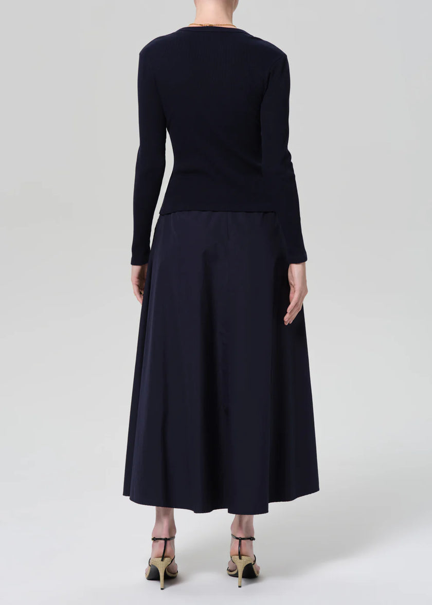 EMI POPLIN SKIRT IN NAVY