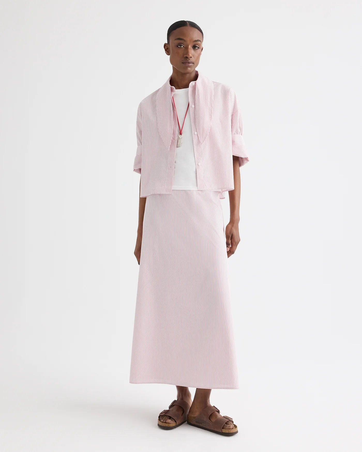 A LINE SKIRT IN COTTON STRIPES