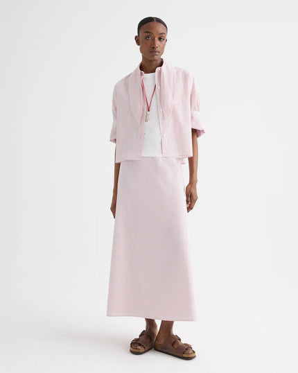 A LINE SKIRT IN COTTON STRIPES