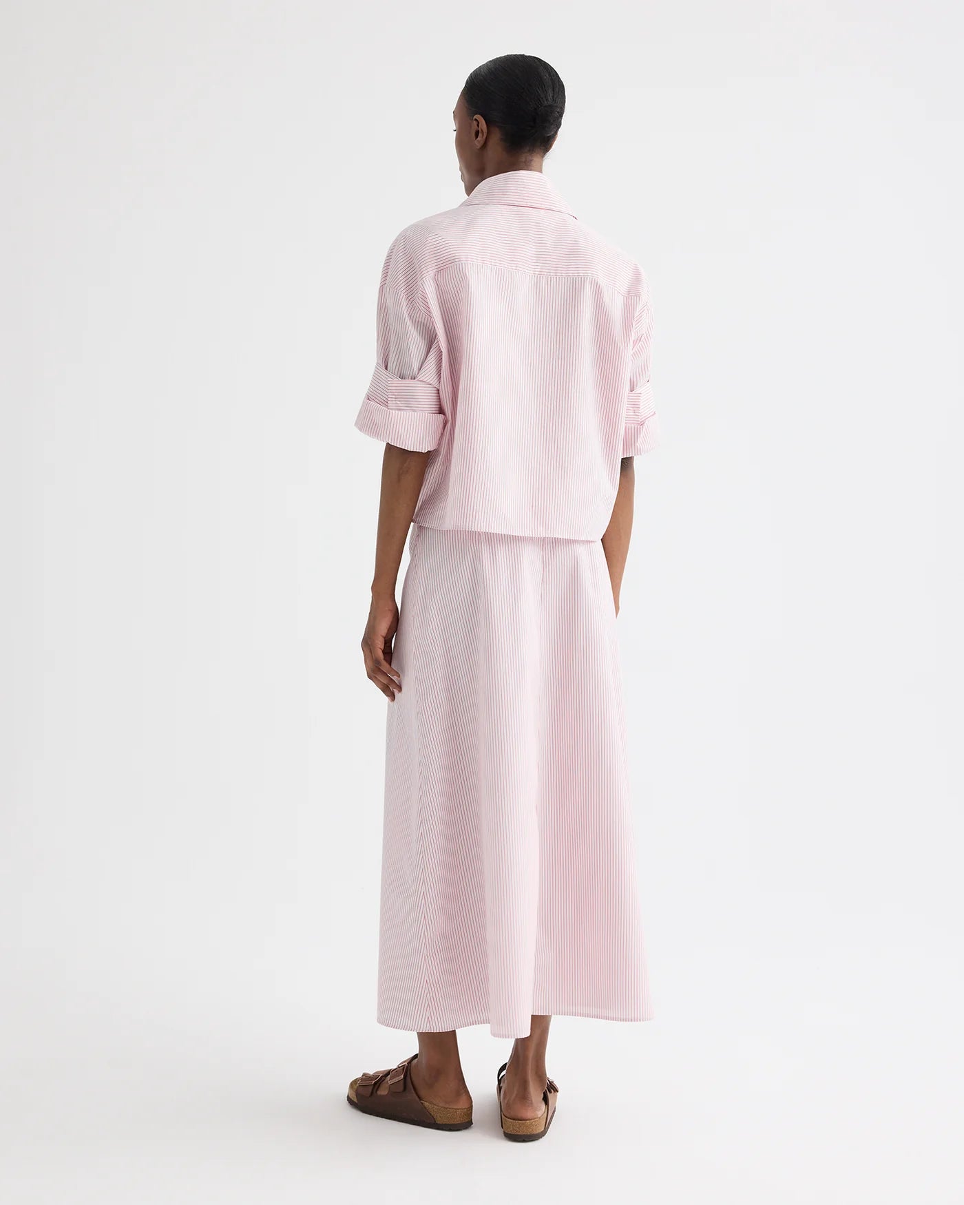 A LINE SKIRT IN COTTON STRIPES