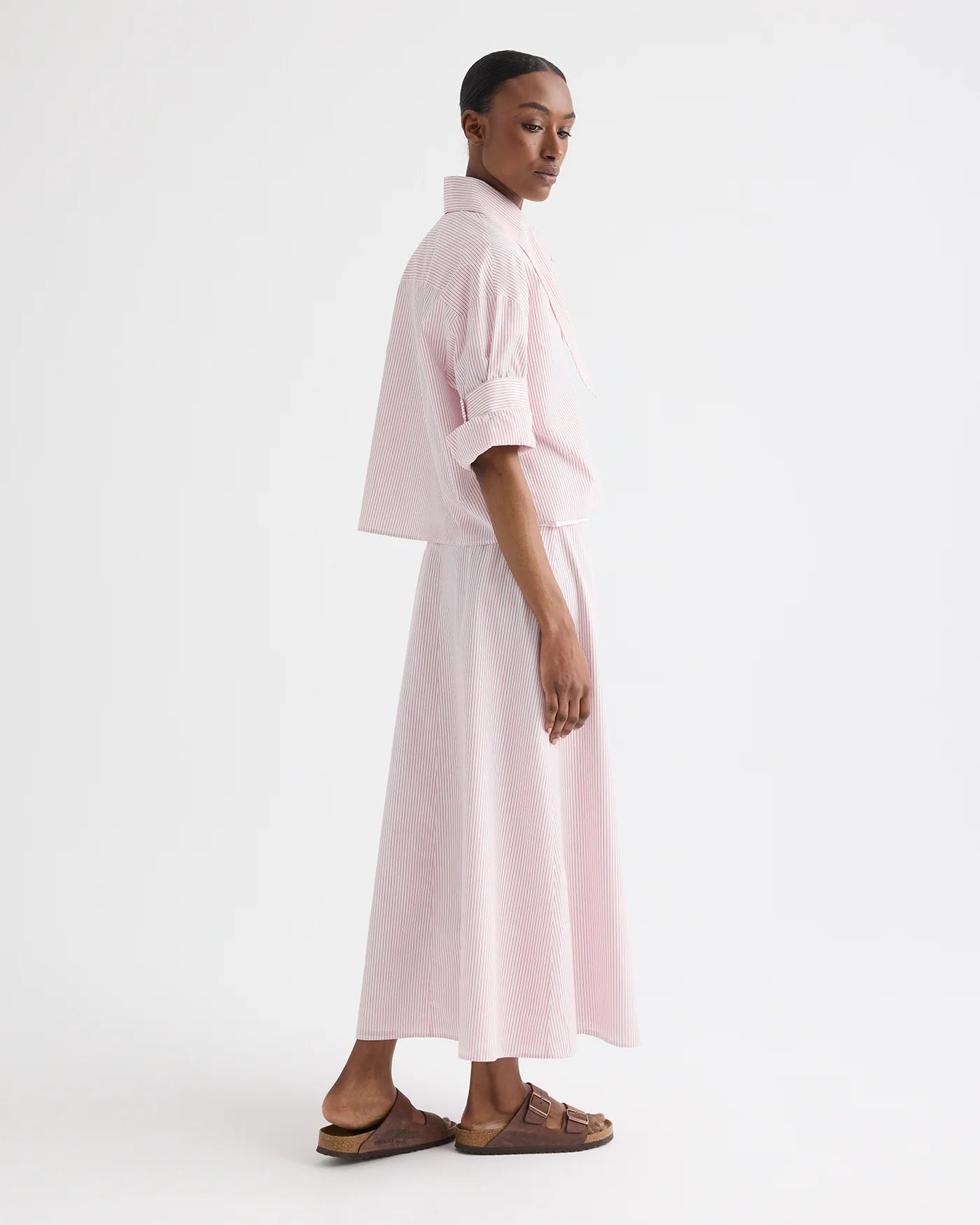 A LINE SKIRT IN COTTON STRIPES