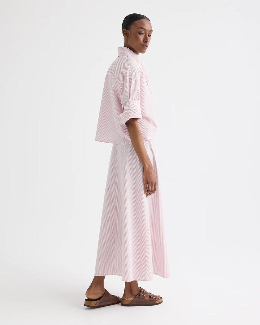 A LINE SKIRT IN COTTON STRIPES