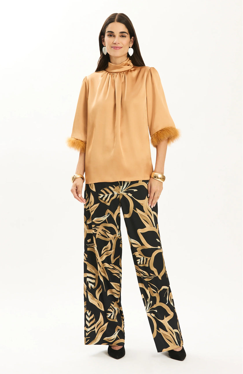 LANEY CHARMEUSE FEATHER TOP