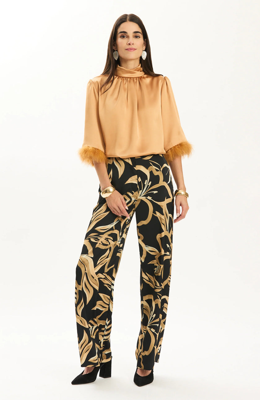 LANEY CHARMEUSE FEATHER TOP