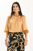 LANEY CHARMEUSE FEATHER TOP