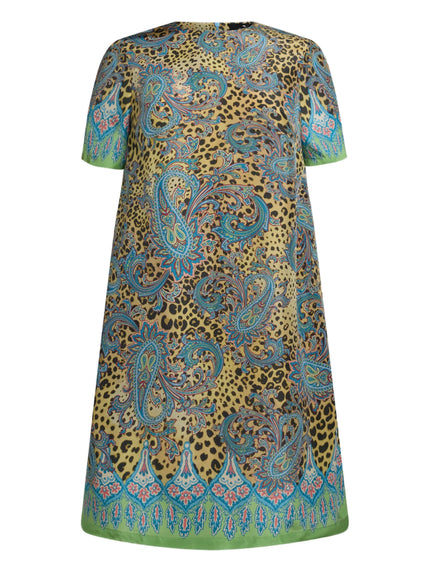 SILK MINI TUNIC WITH ANIMAL AND PAISLEY PRINT