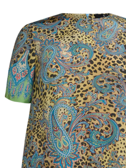 SILK MINI TUNIC WITH ANIMAL AND PAISLEY PRINT