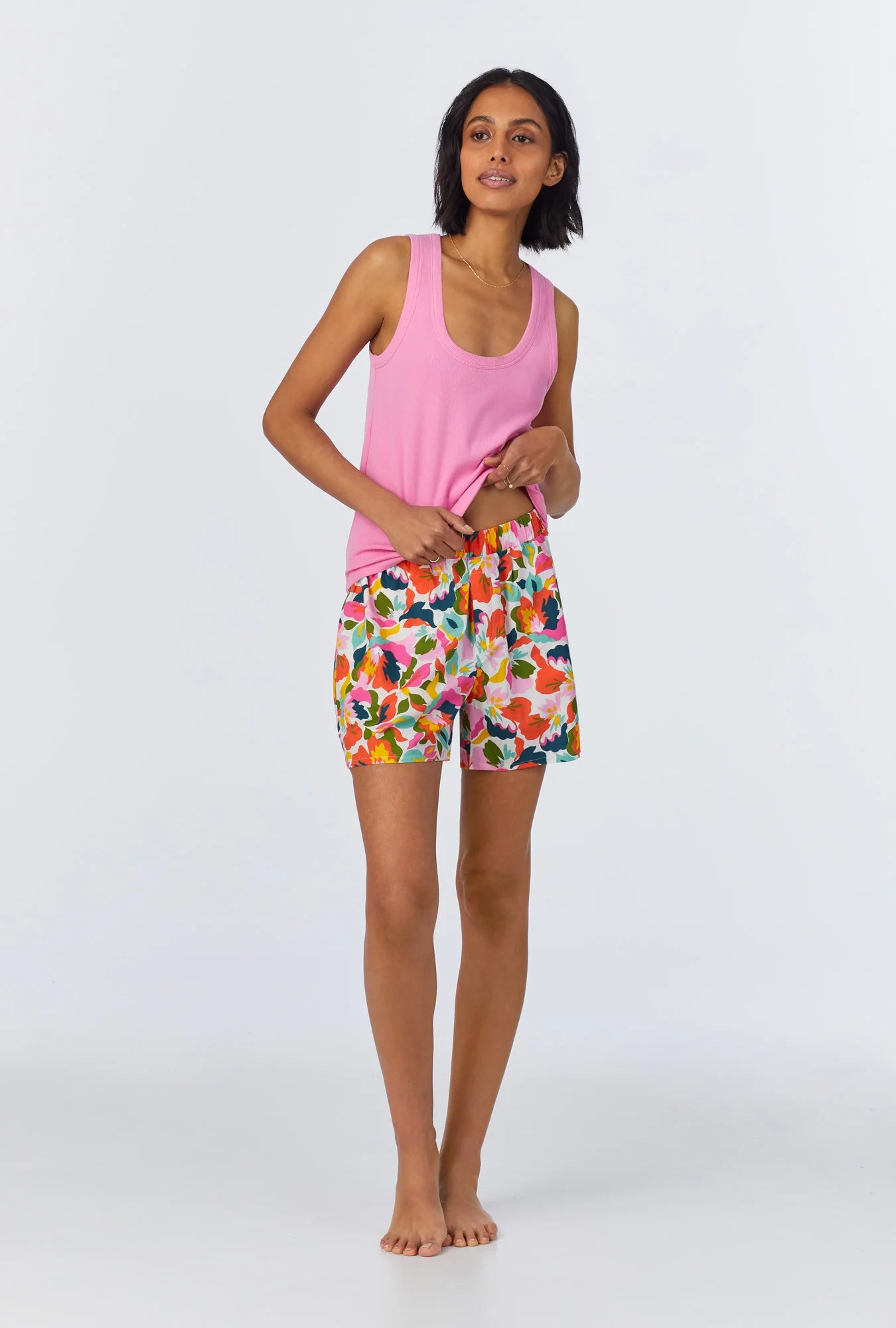 LUCIA KNIT TANK WOVEN COTTON POPLIN BOXER PJ ET