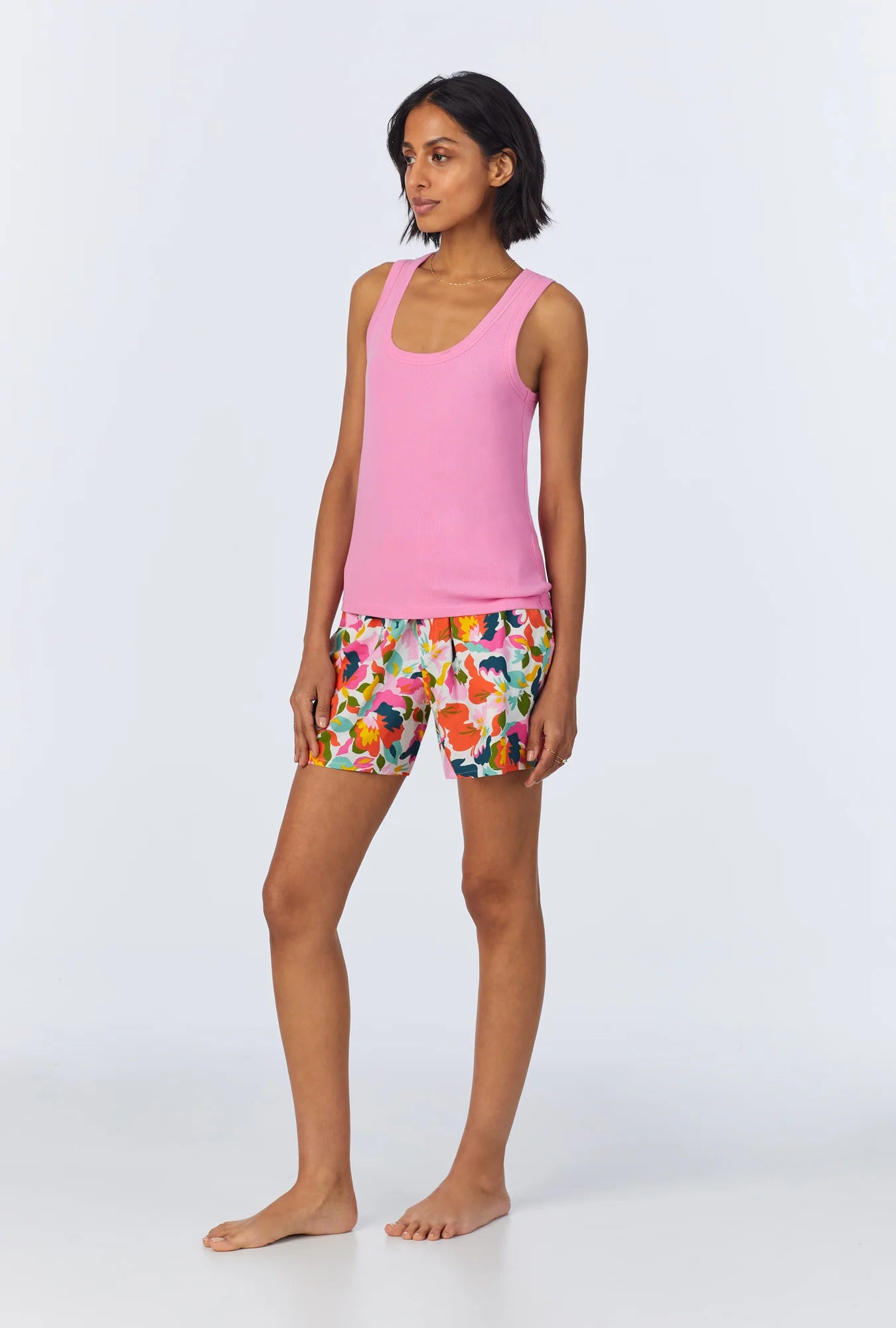 LUCIA KNIT TANK WOVEN COTTON POPLIN BOXER PJ ET