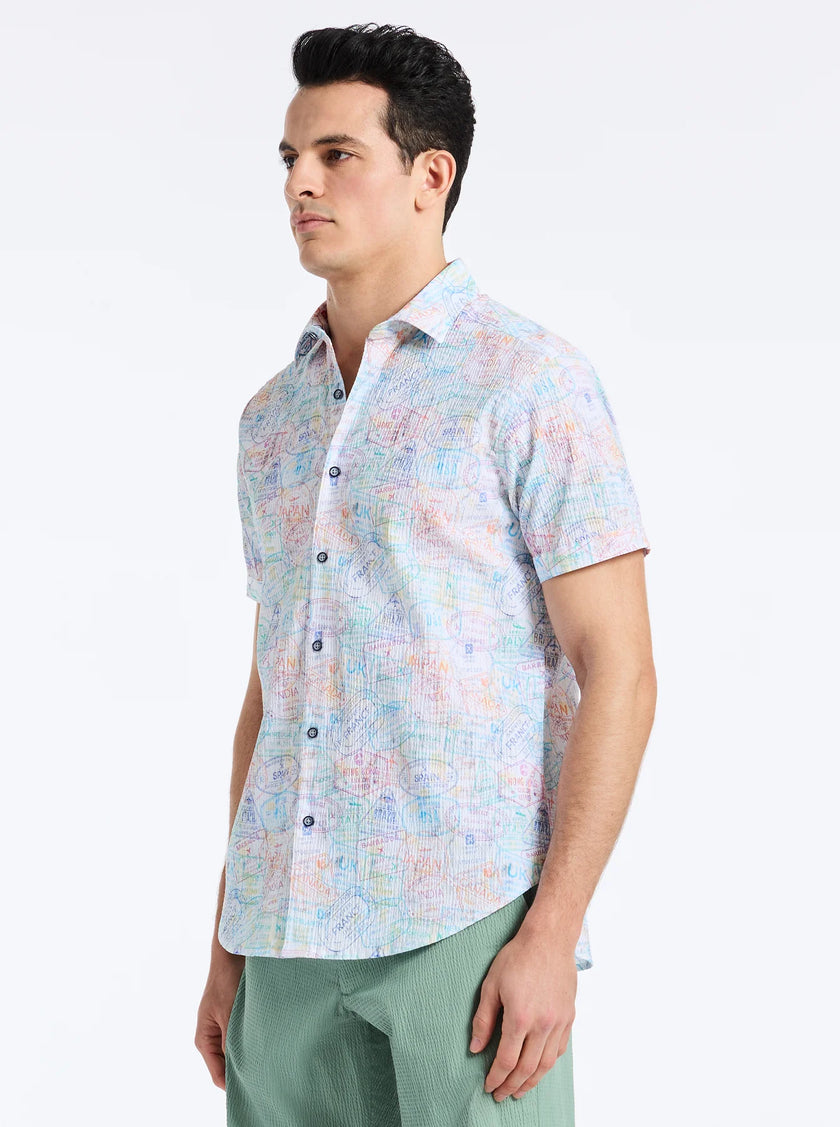 PASSPORT SHORT SLEEVE BUTTON DOWN SHIRT