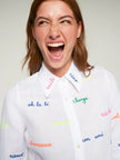 MAFALDA WHITE SHIRT WITH EMBROIDERED WORDS