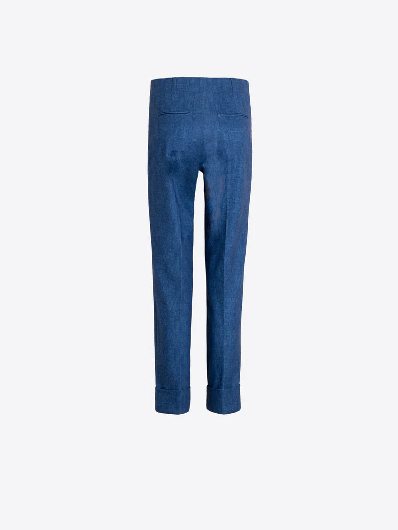 STRAIGHT BLUE TROUSERS WITH ROLLED HEM