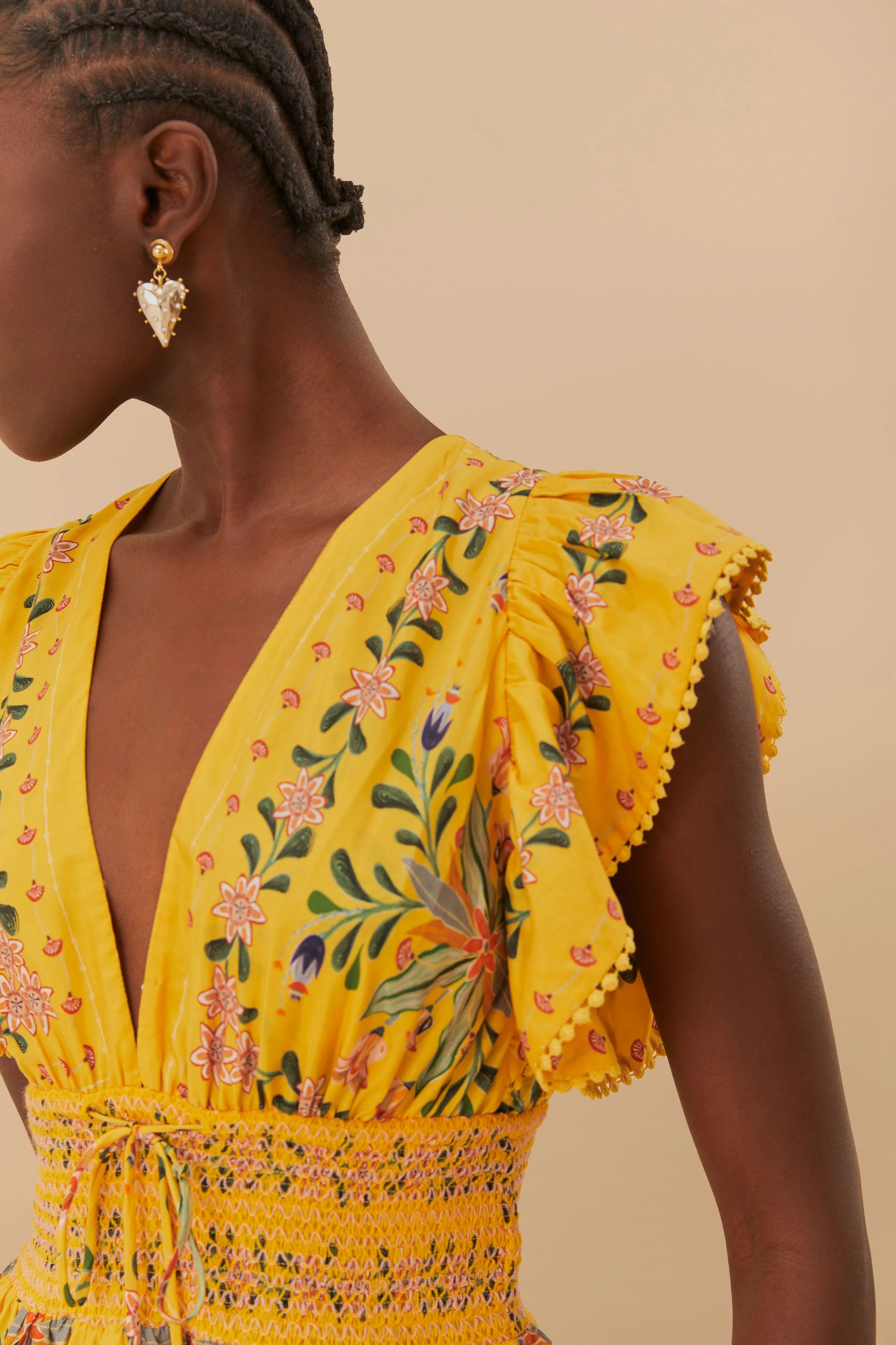 DELICATE FLOWERS STRIPES YELLOW BLOUSE