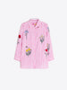 SARA PINK STRIPED SHIRT WITH EMBROIDERED FLOWERS
