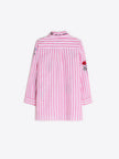 SARA PINK STRIPED SHIRT WITH EMBROIDERED FLOWERS