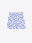 FLORAL EMBROIDERED STRIPED SHORTS