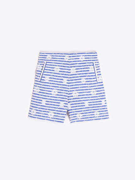 FLORAL EMBROIDERED STRIPED SHORTS